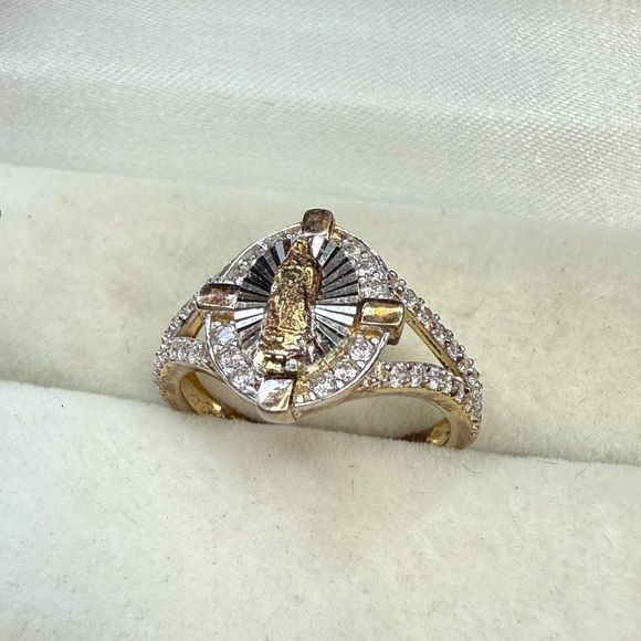 Fantalia Virgin Mary Guadelope gold and silver sterling silver ring - Picture 3 of 9